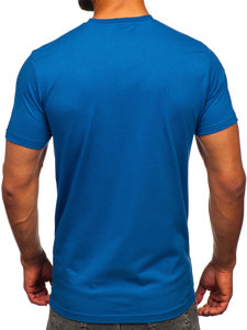 Camiseta algodón de manga corta con impresión para hombre azul Bolf 143008