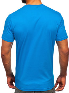 Camiseta algodón de manga corta con impresión para hombre azul claro Bolf 143001