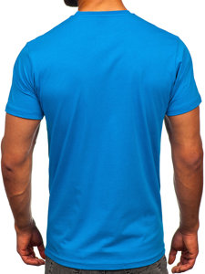 Camiseta algodón de manga corta con impresión para hombre azul claro Bolf 143008