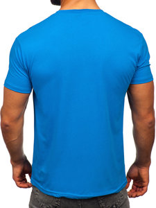 Camiseta algodón de manga corta con impresión para hombre azul claro Bolf 14728