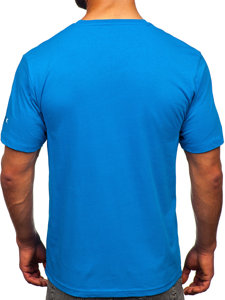 Camiseta algodón de manga corta con impresión para hombre azul claro Bolf 14739