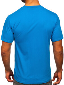 Camiseta algodón de manga corta con impresión para hombre azul medio Bolf 143000