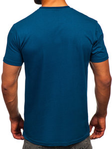 Camiseta algodón de manga corta con impresión para hombre azul oscuro Bolf 143008