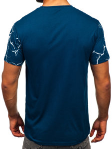 Camiseta algodón de manga corta con impresión para hombre azul oscuro Bolf 14717