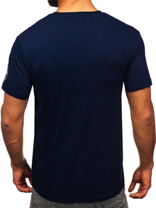 Camiseta algodón de manga corta con impresión para hombre azul oscuro Bolf 14784