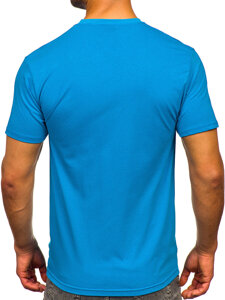 Camiseta algodón de manga corta con impresión para hombre azul tinta Bolf 5052