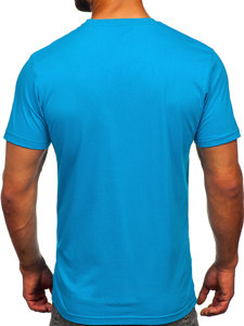 Camiseta algodón de manga corta con impresión para hombre azul turquesa Bolf 143005