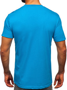 Camiseta algodón de manga corta con impresión para hombre azul turquesa Bolf 14720