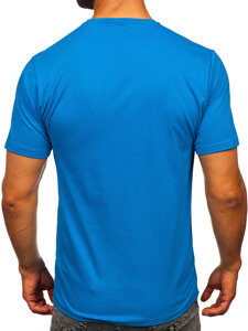 Camiseta algodón de manga corta con impresión para hombre azul turquesa Bolf 5032