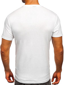 Camiseta algodón de manga corta con impresión para hombre blanco Bolf 0404T