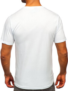 Camiseta algodón de manga corta con impresión para hombre blanco Bolf 143000