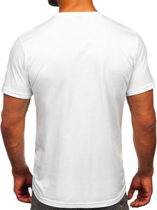 Camiseta algodón de manga corta con impresión para hombre blanco Bolf 143004