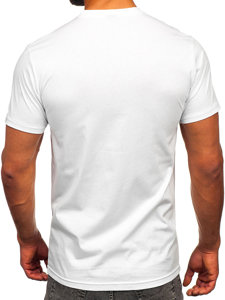 Camiseta algodón de manga corta con impresión para hombre blanco Bolf 143008