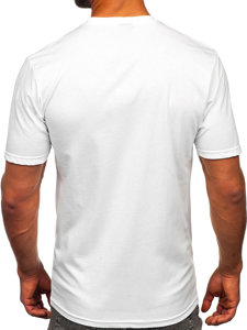 Camiseta algodón de manga corta con impresión para hombre blanco Bolf 143018