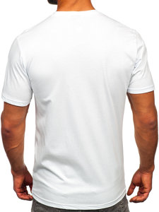 Camiseta algodón de manga corta con impresión para hombre blanco Bolf 143019