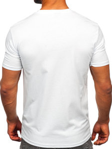 Camiseta algodón de manga corta con impresión para hombre blanco Bolf 143020