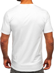 Camiseta algodón de manga corta con impresión para hombre blanco Bolf 143021