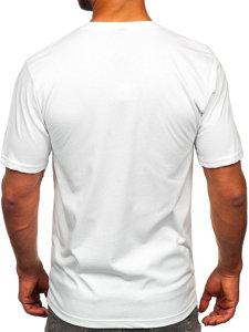 Camiseta algodón de manga corta con impresión para hombre blanco Bolf 143022