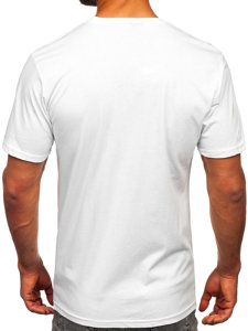 Camiseta algodón de manga corta con impresión para hombre blanco Bolf 143023