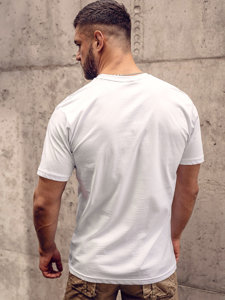 Camiseta algodón de manga corta con impresión para hombre blanco Bolf 143023A