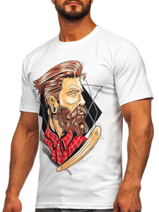 Camiseta algodón de manga corta con impresión para hombre blanco Bolf 143024