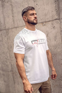 Camiseta algodón de manga corta con impresión para hombre blanco Bolf 14710A