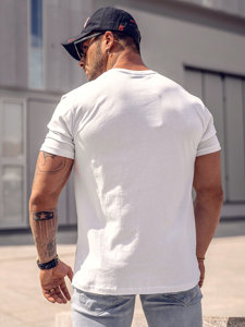 Camiseta algodón de manga corta con impresión para hombre blanco Bolf 14720A