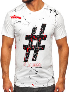 Camiseta algodón de manga corta con impresión para hombre blanco Bolf 14728