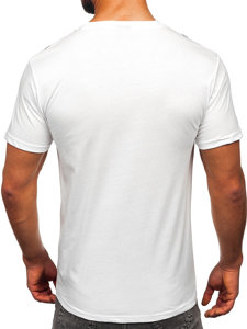 Camiseta algodón de manga corta con impresión para hombre blanco Bolf 14728