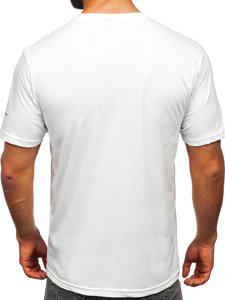 Camiseta algodón de manga corta con impresión para hombre blanco Bolf 14740