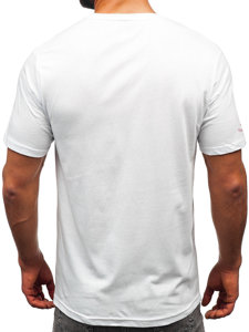 Camiseta  algodón de manga corta con impresión para hombre blanco Bolf 14741