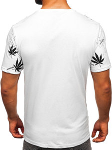 Camiseta algodón de manga corta con impresión para hombre blanco Bolf 14744