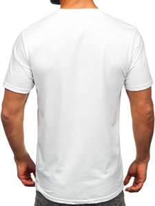 Camiseta algodón de manga corta con impresión para hombre blanco Bolf 14759