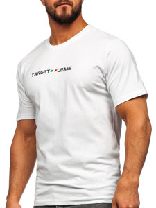 Camiseta algodón de manga corta con impresión para hombre blanco Bolf 14761