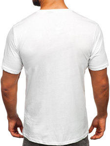 Camiseta algodón de manga corta con impresión para hombre blanco Bolf 14761