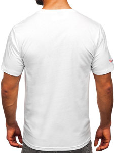 Camiseta algodón de manga corta con impresión para hombre blanco Bolf 14773