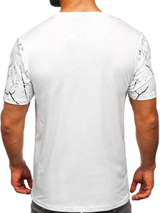 Camiseta  algodón de manga corta con impresión para hombre blanco Bolf 147737