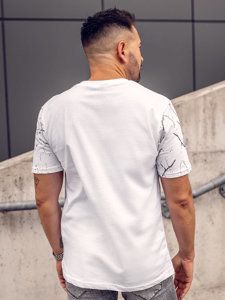 Camiseta algodón de manga corta con impresión para hombre blanco Bolf 147737A