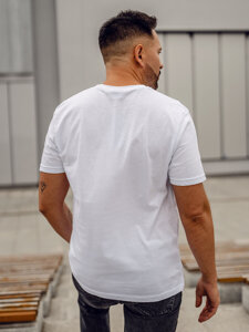 Camiseta algodón de manga corta con impresión para hombre blanco Bolf 14780A