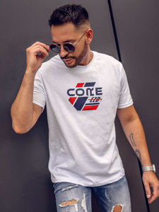 Camiseta algodón de manga corta con impresión para hombre blanco Bolf 14782A