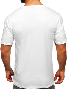 Camiseta  algodón de manga corta con impresión para hombre blanco Bolf 14787