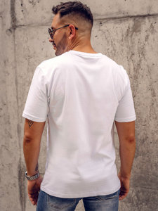 Camiseta algodón de manga corta con impresión para hombre blanco Bolf 14790A