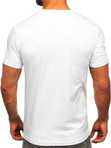 Camiseta algodón de manga corta con impresión para hombre blanco Bolf 14794