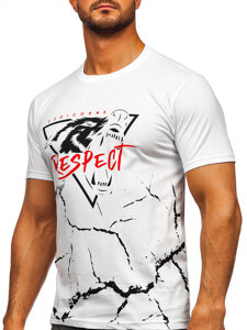 Camiseta algodón de manga corta con impresión para hombre blanco Bolf 5035