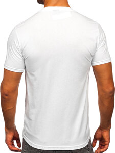 Camiseta algodón de manga corta con impresión para hombre blanco Bolf 5035