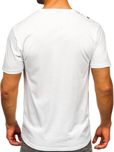 Camiseta algodón de manga corta con impresión para hombre blanco Bolf 5040