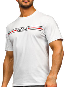 Camiseta algodón de manga corta con impresión para hombre blanco Bolf 5052