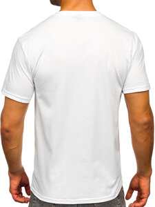 Camiseta algodón de manga corta con impresión para hombre blanco Bolf 5052