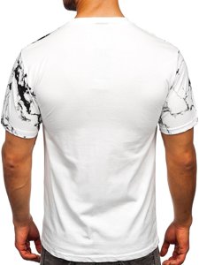 Camiseta algodón de manga corta con impresión para hombre blanco Bolf 627