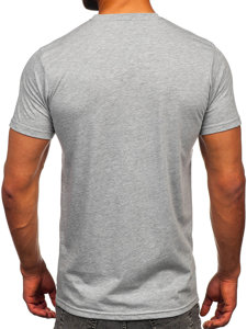 Camiseta algodón de manga corta con impresión para hombre gris Bolf 143001